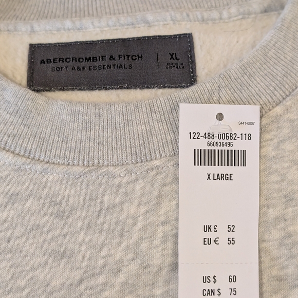 Abercrombie & Fitch Gray and Green Crewneck Unisex Sweatshirt. Various Sizes - Picture 4 of 6